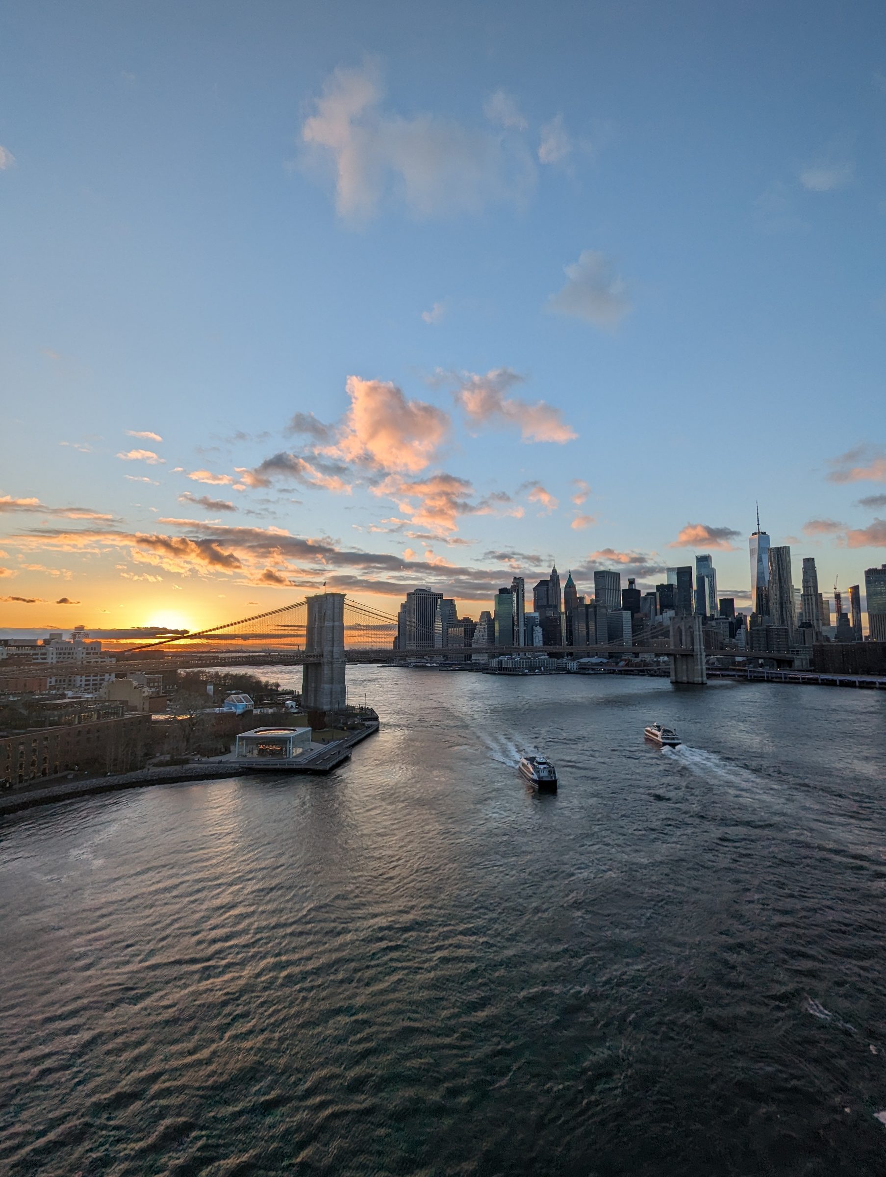 Brooklyn Bridge and Lower Manhattan at sunrise